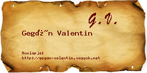 Gegán Valentin névjegykártya